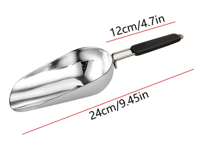 Stainless Steel 6 Ounce Ice Scoop With Good Grip Handle - Kitchen, Freezer, Dog Food, Popcorn Scoop - Dishwasher Safe