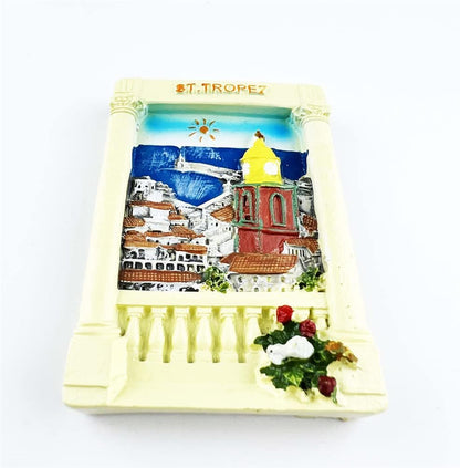 Saint-Tropez France Refrigerator Magnet, 3D Hand Painted Craft Travel Souvenir Fridge Decoration