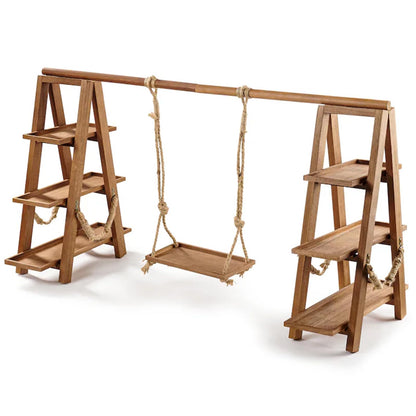 Tnstbiee 3 Tier Cupcake Stand - Wooden Display Stand for Desserts, Fruits, Nuts, Cheese - Removable Trays and Foldable Stand - Perfect for Parties and Events - Rustic and Unique Wooden Serving Tray