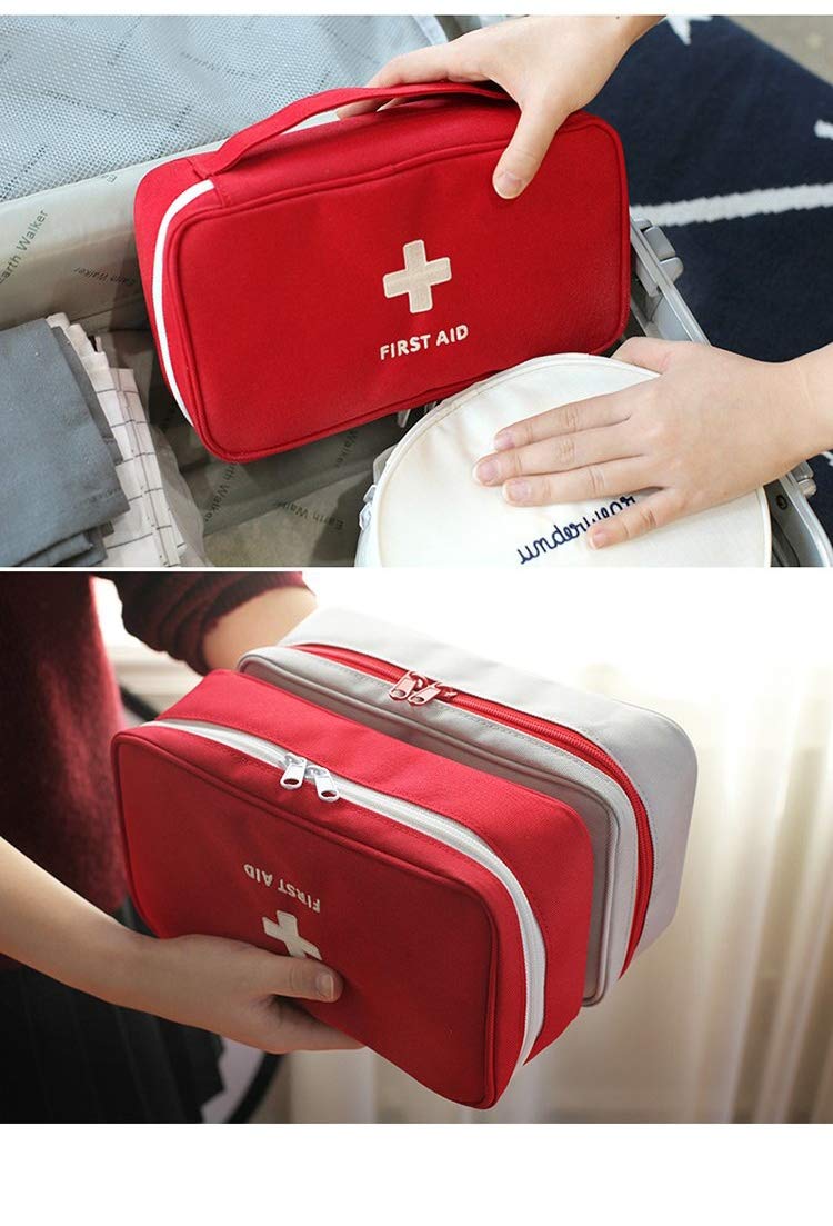 First Aid Bag - First Aid Kit Bag Empty for Home Outdoor Travel Camping Hiking, Mini Empty Medical Storage Bag Portable Pouch (Red)