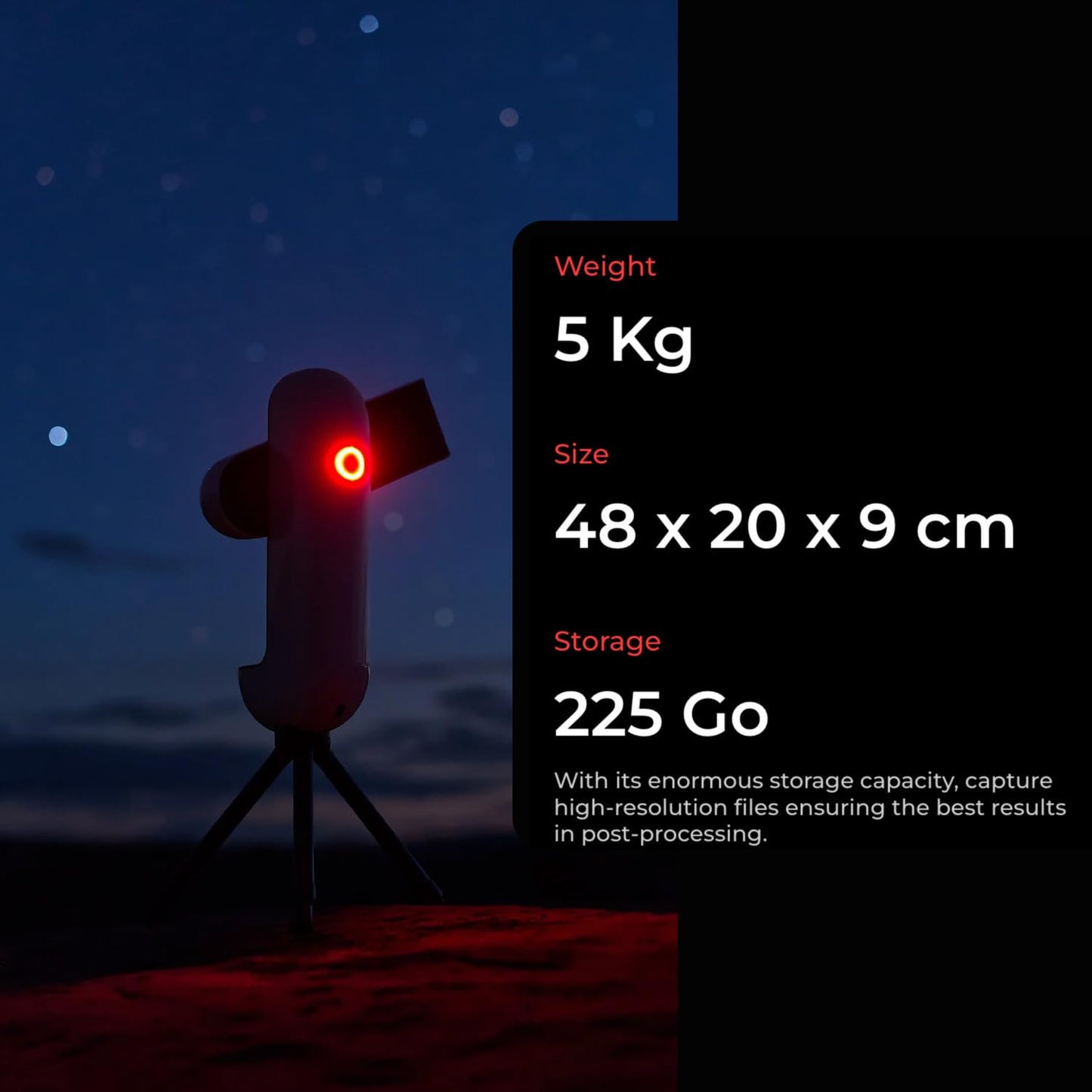 Vaonis Vespera Pro Smart Telescope with Observation Station Functionality – Compact Astrophotography Telescope - Automated Stargazing Camera – High-Resolution Imaging, App-Controlled for Astronomers
