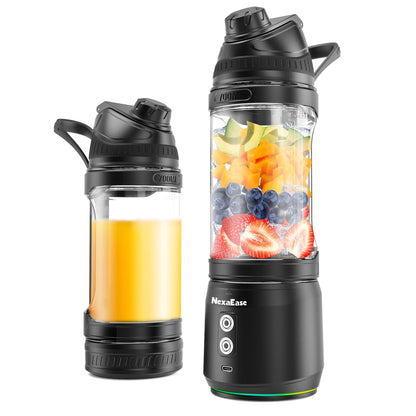 Portable Blender Personal Juicer for Shakes and Smoothies - 20 OZ Electric Protein Shaker Bottle with Insulated Sleeve, Travel Lid, USB-C Rechargeable - Mini Small Blender Cup for Kitchen, Office, Gym