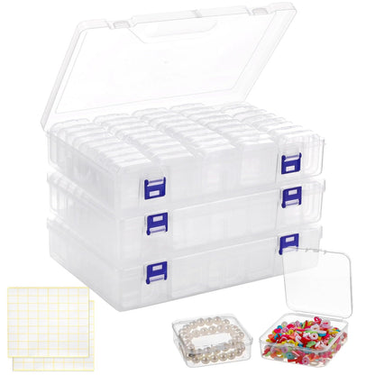 yeesport 138 Pcs Plastic Bead Storage Containers, Includes 135 Small Storage Boxes and 3 Large Organizer Cases, Clear Containers with Hinged Lids for Jewelry, Crafts, Small Items, Parts