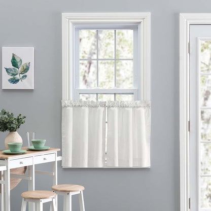 Ellis Curtain Stacey Sheer Tailored Tier Pair Curtains - 56x30 Inch - Ice Cream