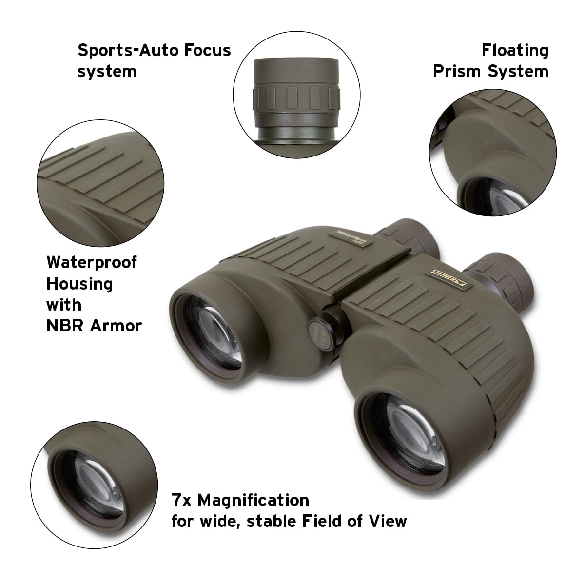 Steiner Military-Marine 7x50mm Binoculars – Legendary Tactical Optics with Sports-Auto-Focus, Floating Prism Shock Absorption, Waterproof, and Heritage Warranty