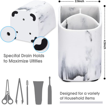 ZCCZ Toothbrush Holder for Bathroom - Premium White Marble Organizer for Electric or Kids Toothbrushes