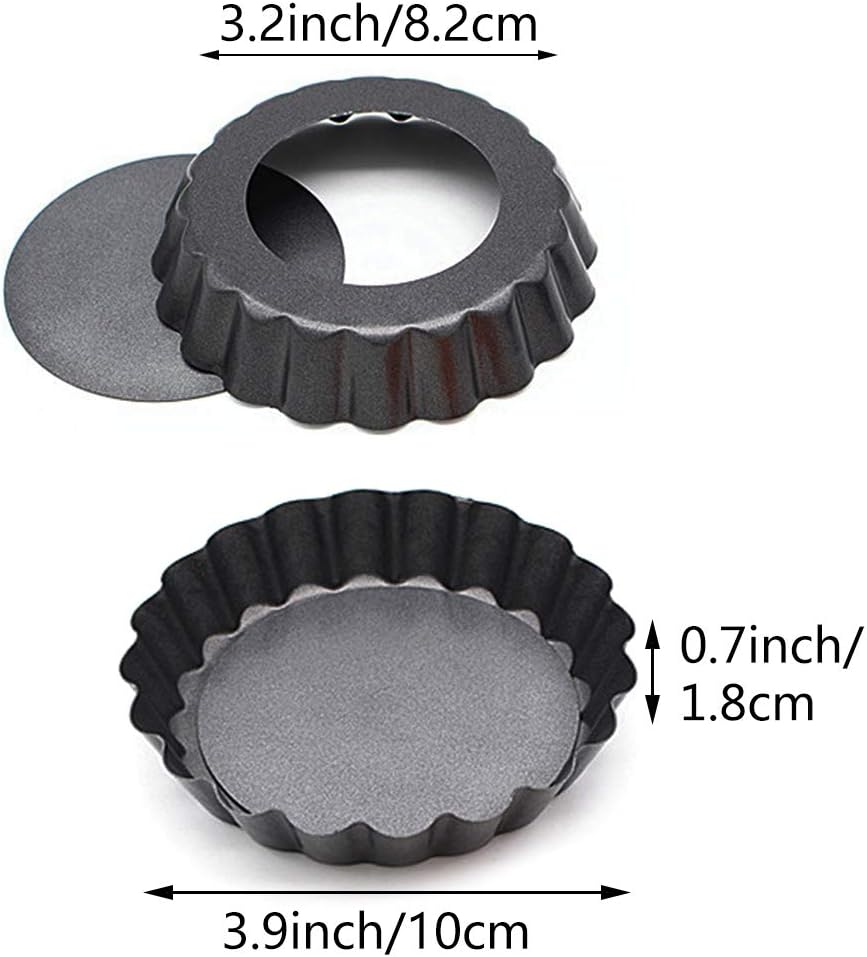Mini Tart Pans Set of 6, Nonstick 4 Inch Mini Quiche Pan with Removable Bottom