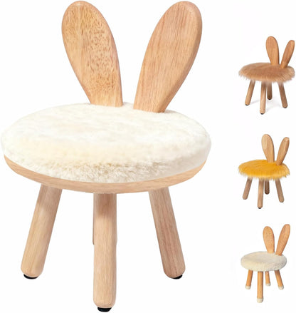XXYOUPIN 1-4 Design1pack/Pearl Bunny Chair for Kids Years, Wooden Base with Removable Cushion,Anti-Tip Toddler