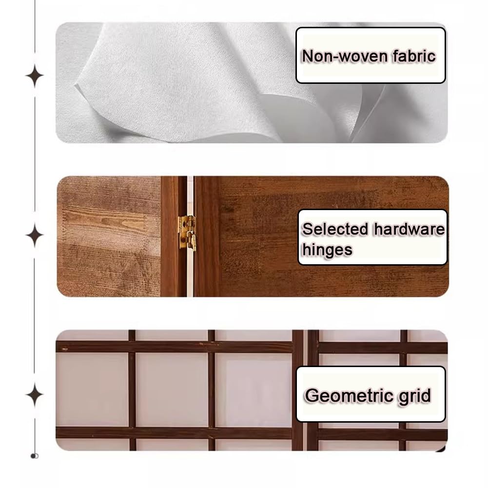 Folding Japanese Shoji Screen Partition, Portable Room Divider for Home Office, Dining Room, and Bedroom