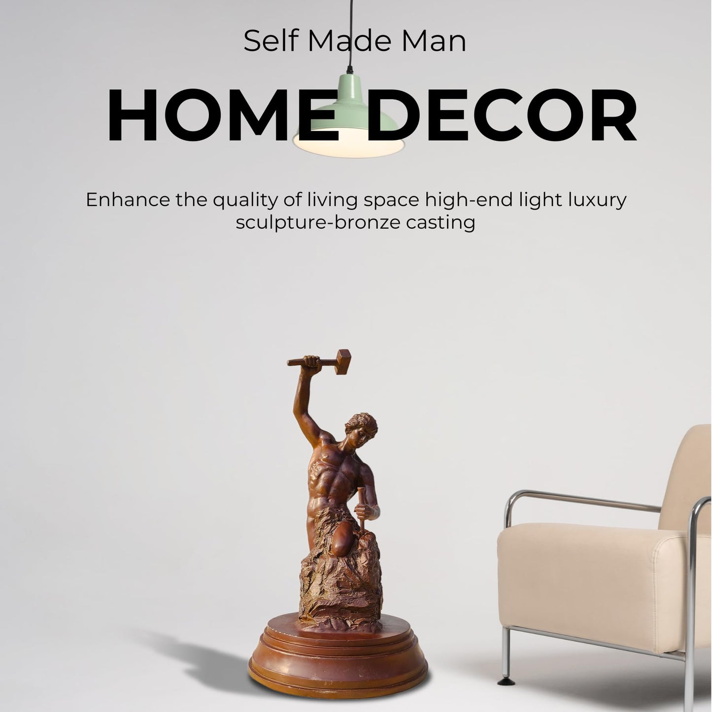 YouFine Bronze Statue and Sculpture of Self Made Man 17.7″ Height Male Figure Sculpture for Bronze Decoration in Home Office and Librarie