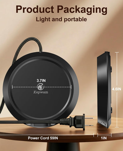 Kepwam Coffee Mug Warmer - 50W Electric Coffee Warmer for Desk 3 Temp Settings & 2-9 Timer Smart Cup Warmer for Desk Candle Warmer Plate with LED Lights Beverage Tea Milk Warmer for Home & Office