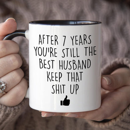 YouNique Designs 7 Year Anniversary Coffee Mug for Him, 11 Ounces, 7th Wedding Anniversary Cup