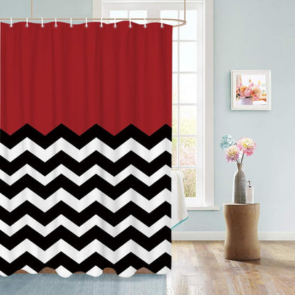 Vandarllin Red Black and White Chevron Shower Curtain, Extra Long 72x84 Inches, Custom Made
