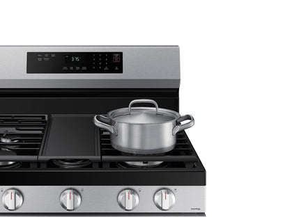 Samsung 6.0 Cu. Ft. Smart Freestanding Gas Range with 18K BTU Dual Ring Power Burner and Self Clean, Stainless Steel, NX60A6311SS/AA
