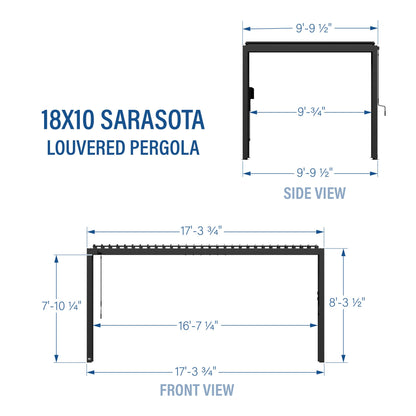 Backyard Discovery Sarasota 18' x 10' Galvanized Steel Louvered Pergola Kit with Adjustable Roof, Shade, Rain Protection, High-Wind Rating, Gutter System for Outdoor Patio, Garden, Deck, Entertaining