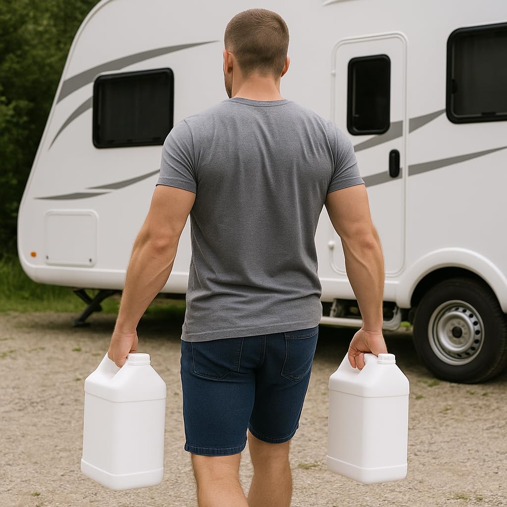 kitchentoolz 2.5 Gallon Water Jug – Heavy-Duty HDPE Carboy for Automotive Used Oil & Liquid Storage – 10 Quart Mixing Container with Secure Lid – Made in USA - White