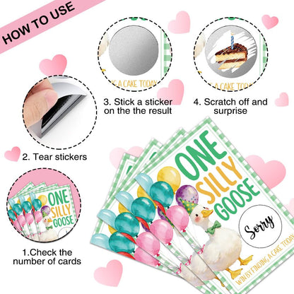 THEBESTU 50 Pcs One Silly Goose Scratch off Game Cards, Funny Silly Goose Scratch Cards for Birthday Parties, Birthday Party Supplies & Raffle Tickets for Women, Lottery Group Games Activity (Green)