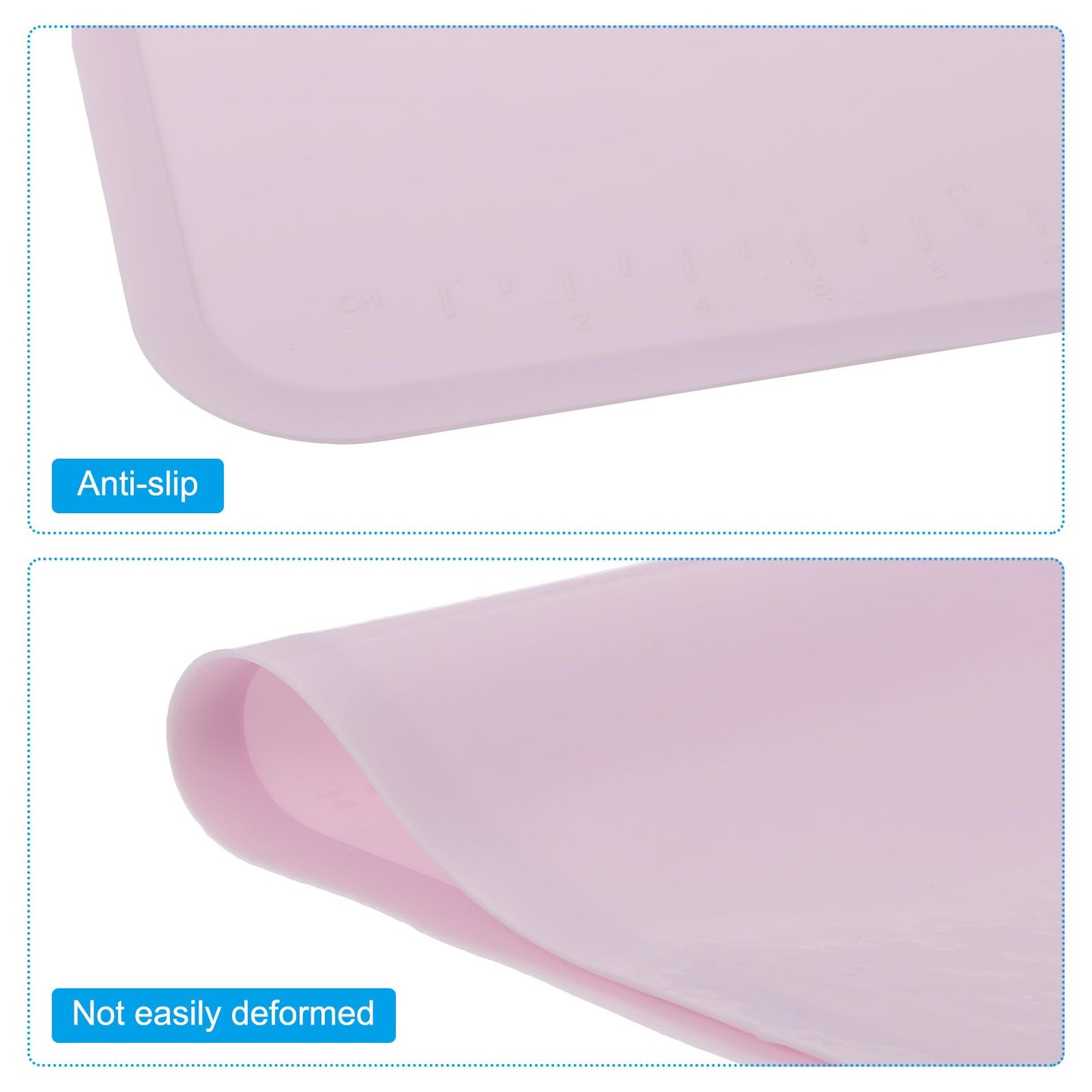PATIKIL 24" x 16" Silicone Craft Mat, Nonstick Silicone Painting Sheets Art Mats for Resin Drawing DIY Clay, with 12 Color Dividers Brush Holder and Cleaning Cup, Pink