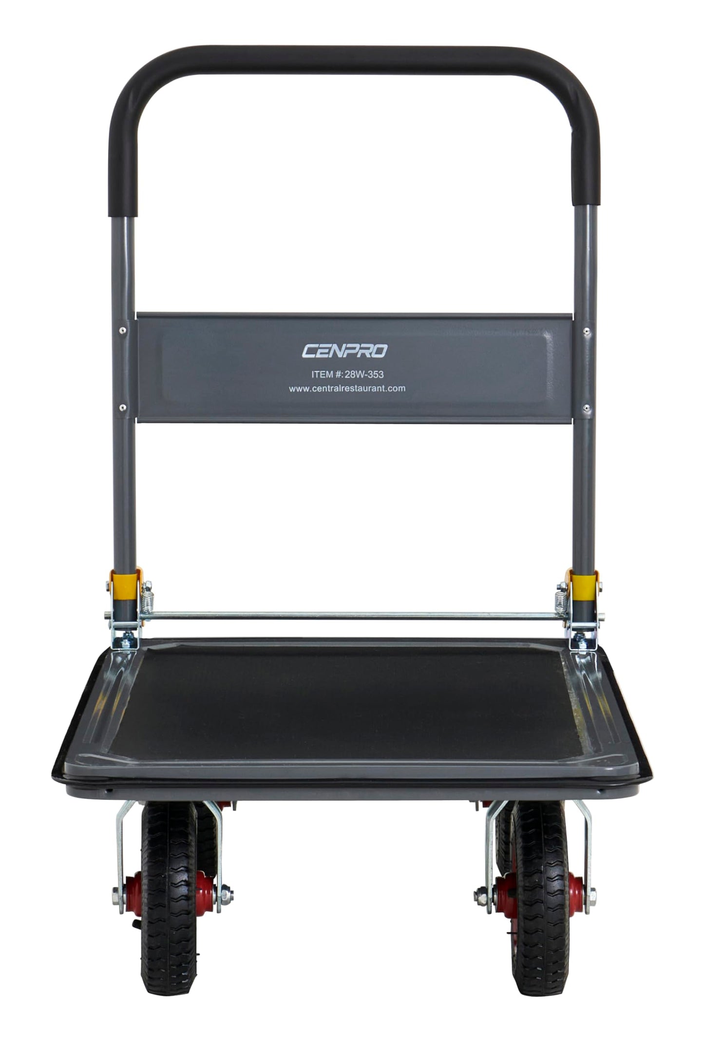 Commercial Heavy Duty Platform Truck, 600 lb. Capacity Big Wheel Flatbed Cart, Pneumatic Casters, Folding Handle Design