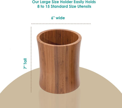 Bamboo Kitchen Counter Utensil Holder Caddy, Natural Large Design