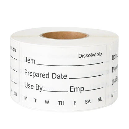 L LIKED 500 Pcs Dissolvable Food Labels Large Size 2" x 3" Food Storage Stickers Use by Shelf Life Labels for Food Storage