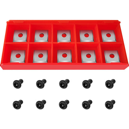 12 x 12 x 1.5mm Tungsten Carbide Inserts Set, 35 Degree Square Straight Carbide Inserts Lathe Tools for Spiral Helical Planer And Slab Flattening Router Bit,Supplied with 10 pcs Screws