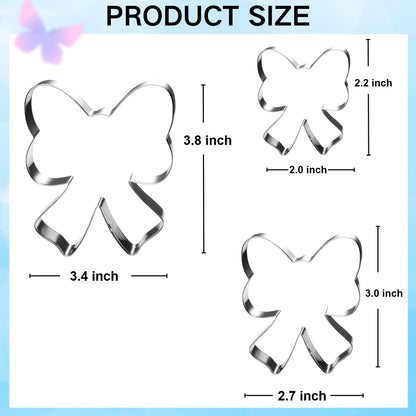 Auktosmn Bow Cookie Cutter Set-Size 3.78" 3.0" 2.2"-3 Pieces-Dishwasher Safe - Metal Cookie Cutter for Baking - Perfect for Baby Shower, Birthday, Wedding, and Holiday Cookies