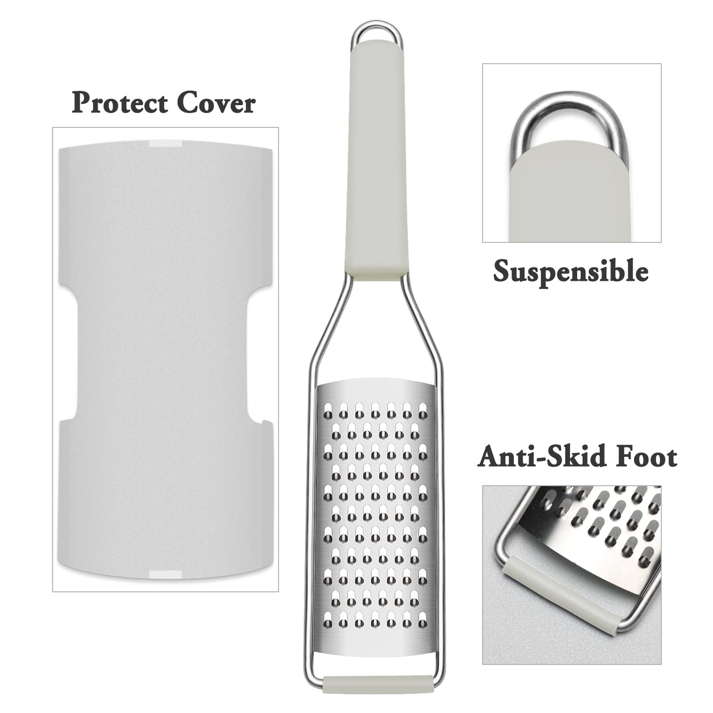 Cambom Cheese Grater Citrus Zester Lemon Zester Pack of 3-304 Stainless Steel - A Sharp Tool for Parmesan Cheese, Ginger, Garlic, Nutmeg, Chocolate, Vegetables，Fruits，Dishwasher Safe Clear