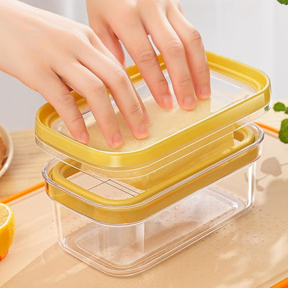 Airtight Butter Slicer Cutter, 2-in-1 Butter Slicer & Storage Container Dish with Lid for Fridge, Stainless Steel Cutting Grid Easy Cutting Two 4oz Sticks for Home Kitchens