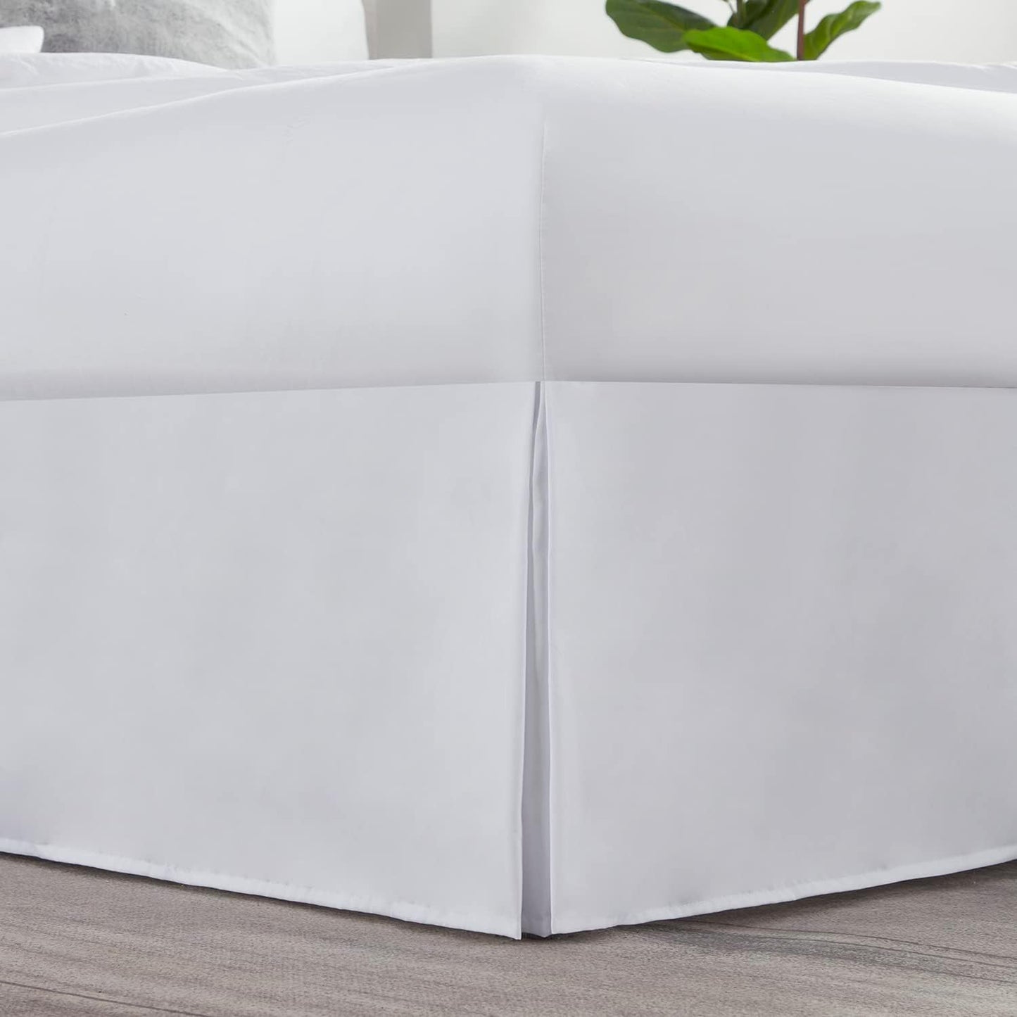Nestl White Bed Skirt Queen Size - 14 Inch Drop Brushed Microfiber, Hotel Quality Pleated & Fade Resistant
