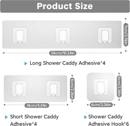 Lsnisni Shower Caddy Adhesive Strips - Waterproof Replacement Hooks for Bathroom & Kitchen Storage | 14 Pack, Clear