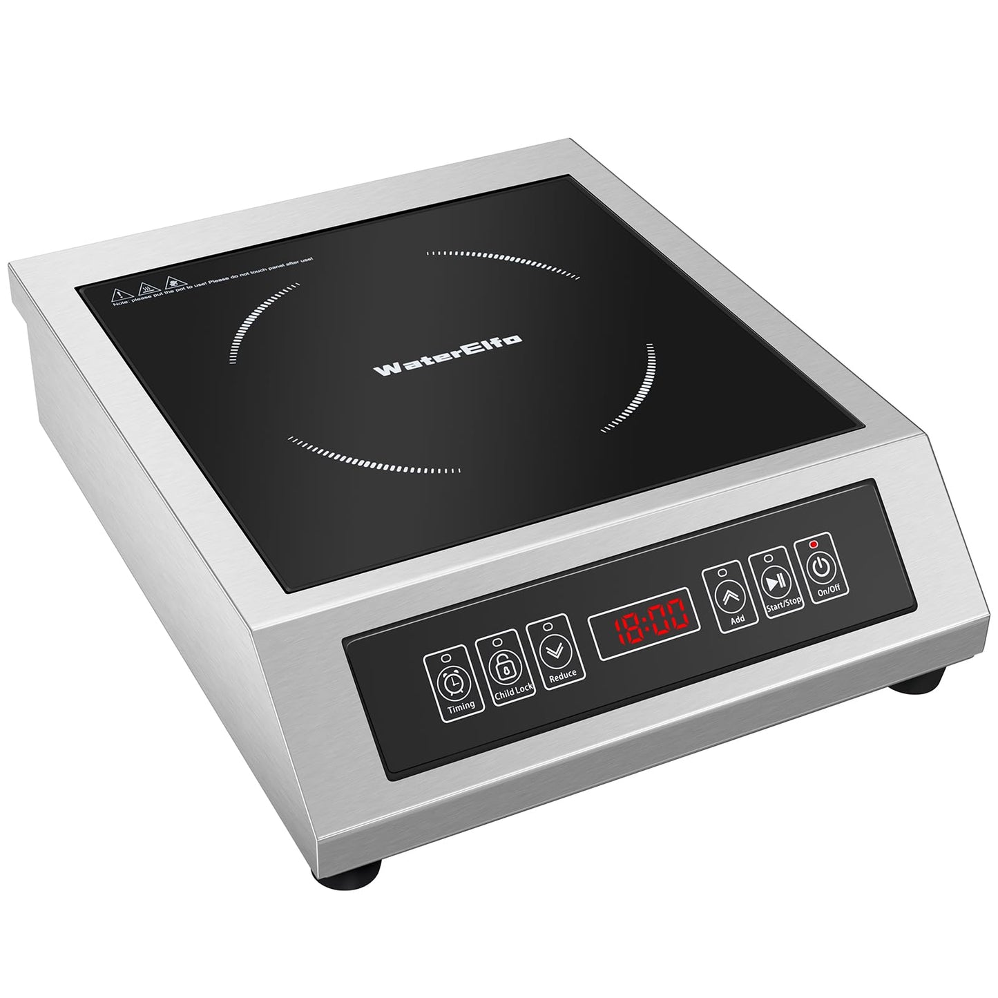 WaterElfo Professional Portable Induction Cooktop,1800 Watts 120V Commercial Range Countertop Burner, 1800 Watts Induction Burner with Sensor Touch and LCD Screen Low noise, timed