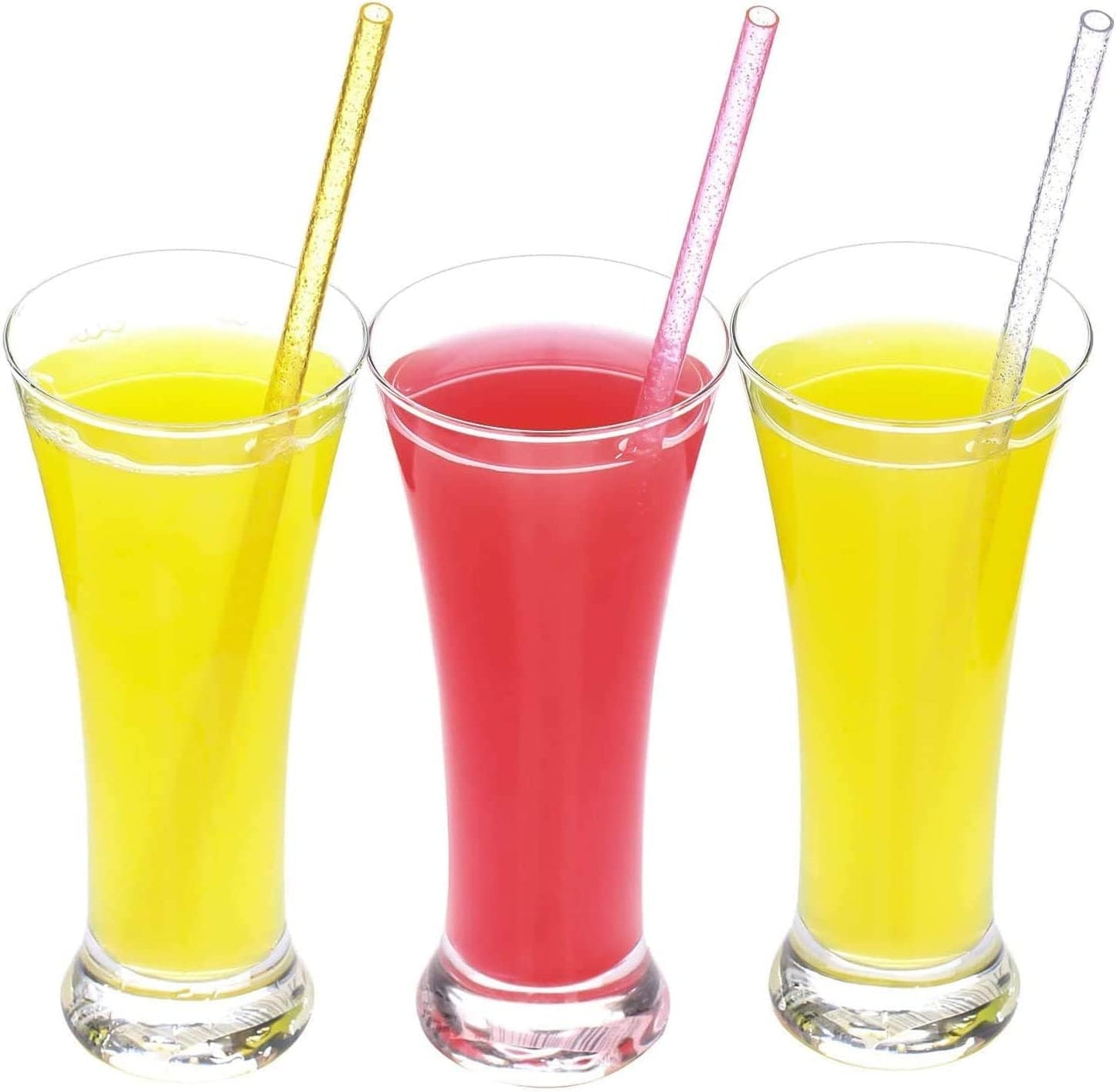 Dakoufish 12 Piece 12 Inch Glitter Sparkle Reusable Straws, Food Grade Tritan Material with Cleaning Brush