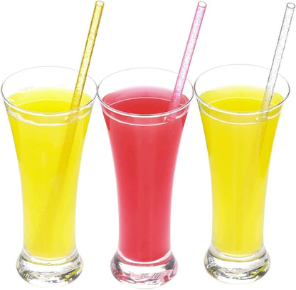 Dakoufish 12 Piece 12 Inch Glitter Sparkle Reusable Straws, Food Grade Tritan Material with Cleaning Brush