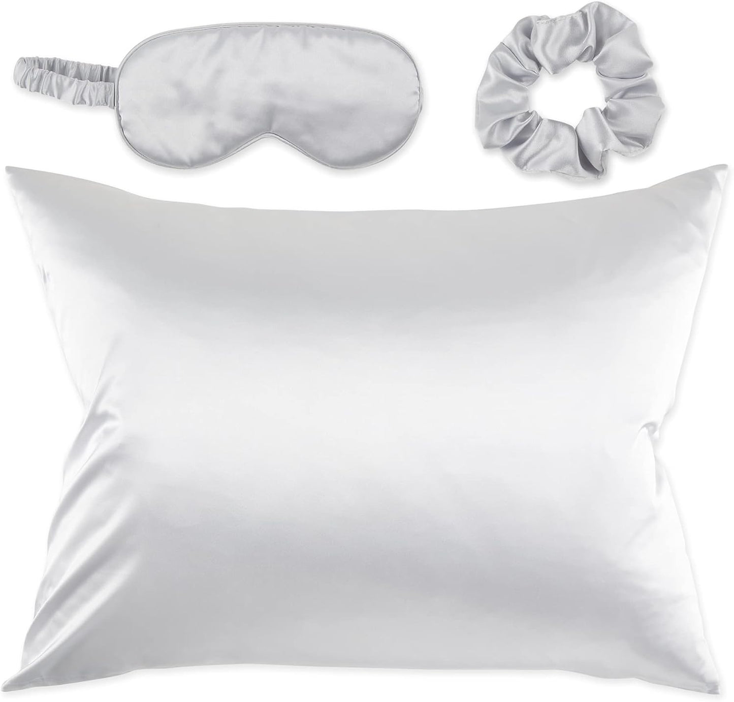 Bucky At Home Spa Collection, Silk-Like Satin Sleep Set, 5 Piece Set in Silver