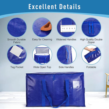 Heavy Duty Extra Large Moving Bags, Cube Storage Tote with Zippers & Strong Carrying Handles for Space Saving,