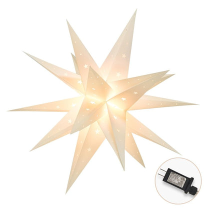 GALACOVE 23" Plug-in Moravian Star Outdoor Light with Timer, Warm White 3D PVC Christmas Star IP44 Waterproof Hanging Decoration for Porch, Garden, Wedding, Indoor Holiday Display