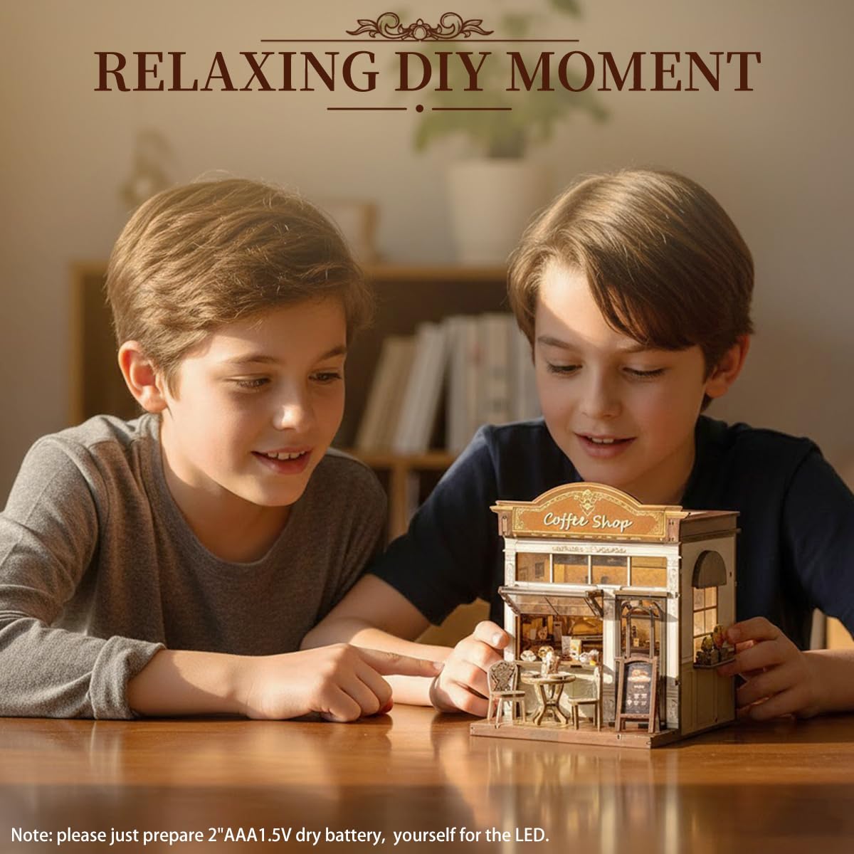 HYXBXSS Book Nook Kit, DIY Miniature House Dollhouse Kit for Adults and Teens, Booknook Tiny House Bookshelf Decor with LED, Coffee Shop Building Kit 3D Wooden Puzzles, Gifts for Family and Friends
