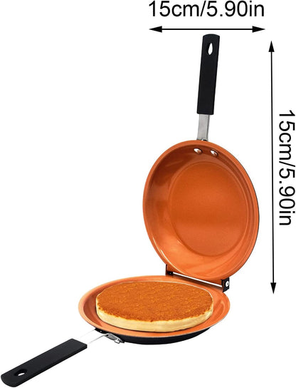 Non-Stick Frying Pan, Double-Sided Flips Design, Easy-To-Clean Pancake Pan for Household Kitchen Cookware