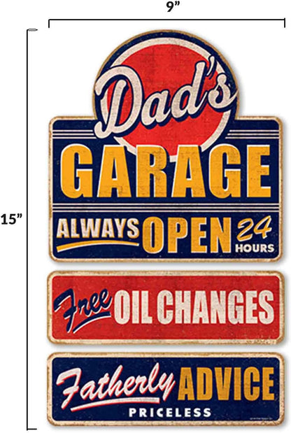 Dad's Garage Linked and Embossed Vintage Metal Sign - Great Gift Idea