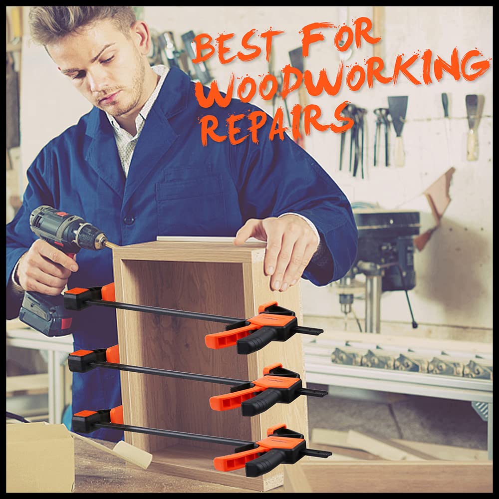 HORUSDY 8-Pack Bar Clamps for Woodworking, 12" and 6" Bar Clamps, Wood Working Clamp Sets, Quick Clamps F Clamp with 150 LBS Load Limit (8-Pack Wood Clamps)