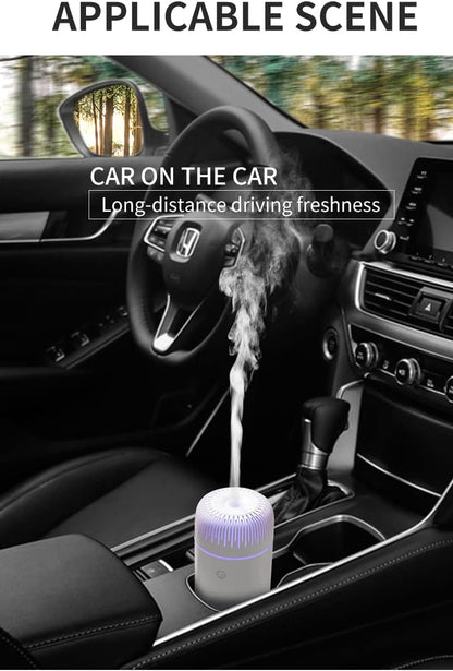 Portable Car Diffusers for Essential Oils, 7 Color Mini Humidifier, USB Diffuser for Office and Bedroom, Black