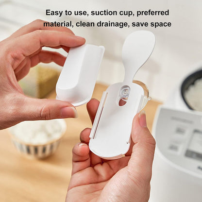 Other Kitchen Storage Accessories with Suction Cup Holder Rack for Rice Potato Spoon Hook Rice Paddle Spatula Holder