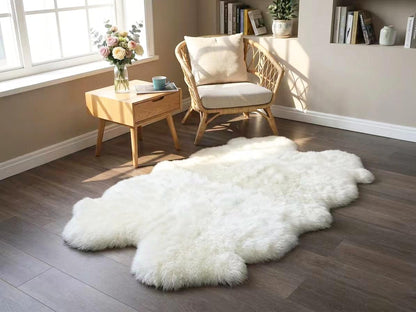 AGFNGE Sheepskin Rug, Fluffy Shaggy Area Rug, Super Soft 48‘’ x 72‘’ Sheepskin Rug, Decorative Rugs for Bedroom, Children's Room, Living Room (Pearly White, 48”×72”)