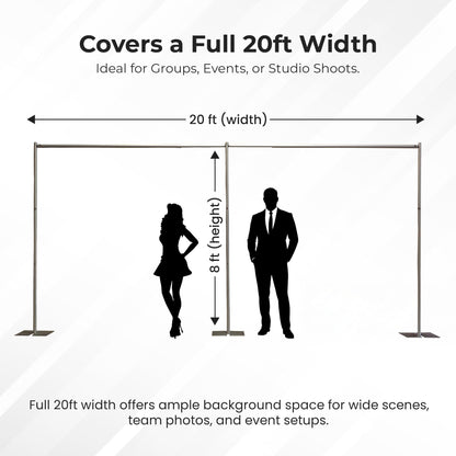 OnlineEEI Pipe & Drapes Portable Stand Kit, 8FT x 20FT Photo Backdrop Set with Portable Stand, Photography Background for Weddings, Birthday Parties, Business Events (Royal)