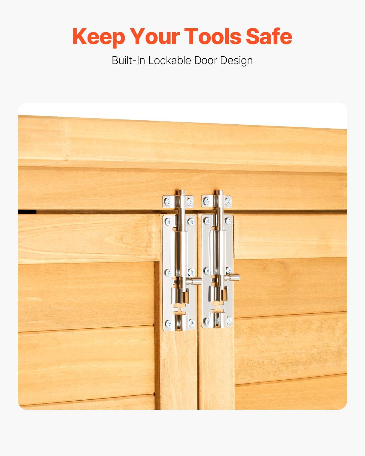 VEVOR Outdoor Storage Shed, Large Wooden Outside Storage Cabinet with Waterproof Roof and Metal Frame, Double Lockable Doors Garden Tool Shed Storage House Cabinet with Shelves, 55.1"x23.6"x67.5"