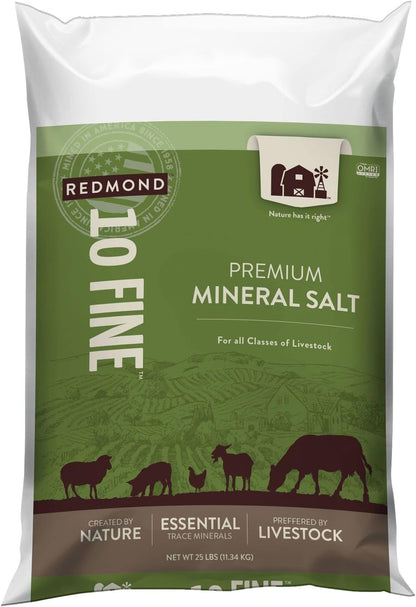 10 25 LB Redmond Fine Natural Livestock Mineral Salt Bag