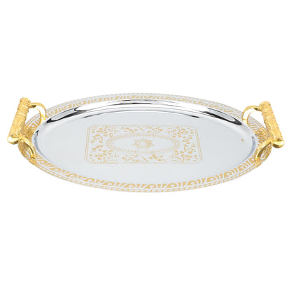 Serving Tray with Golden Handles Modern Elegant Platter Tea Tray for Coffee Table Living Room Bedroom for Food Drinks Storage and Display