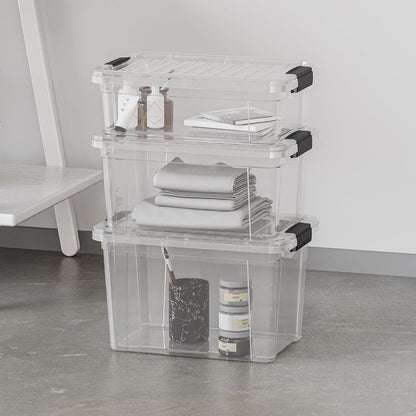 Superio Clear Plastic Storage Bin with Lid, 11 Qt, Non-Toxic, BPA Free, Stackable Plastic Tote
