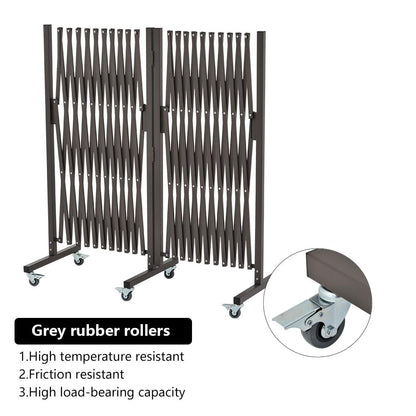 GYMTIME Industrial Expandable Metal Barricade, Portable Safety Barrier with Casters, Mobile Folding Scissor Gate, Aluminum Retractable Fence, 0-180 Degree Rotating, 23.6 Feet, Indoors Outdoors